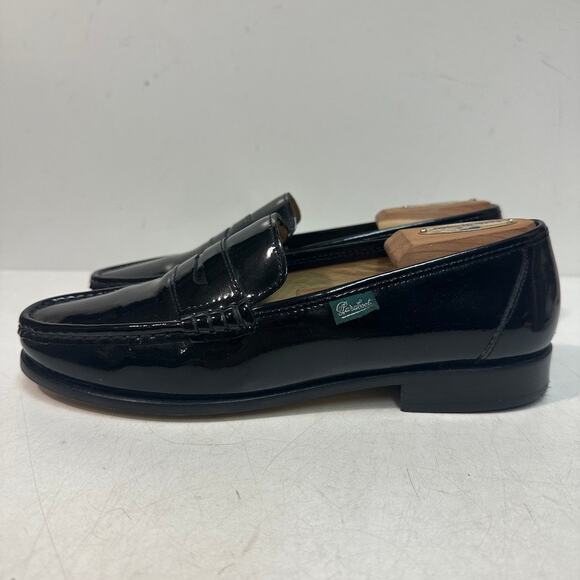 NWOT Paraboot Black Patent Leather Loafer Veritable Mocassin Cousu Main US 7 main image 12